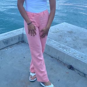 Pink linen pants